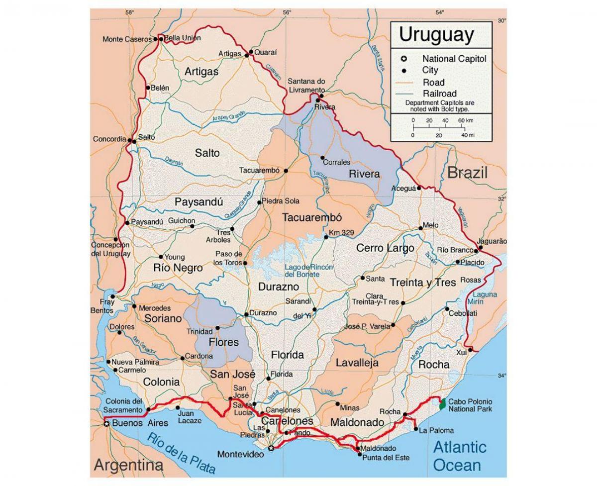 Mapa Uruguay batera citie